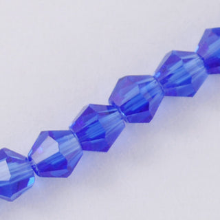 Bicone Beads, Faceted Glass Beads Strands, Blue, 3x3~3.5mm, Hole: 0.5mm; about 150pcs/strand, 15.5"