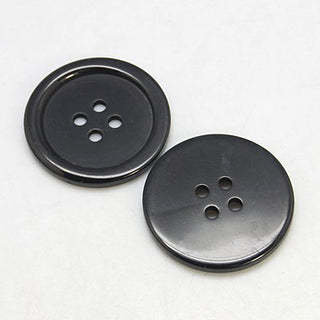 Resin Buttons, Dyed, Flat Round, Black, 20x3mm, Hole: 2mm;  (Packed 10 Buttons)