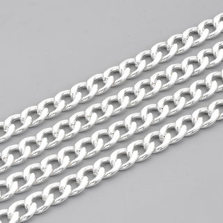 304 Stainless Steel Curb Chains, Twisted Chains, Silver Color Plated, 9x6x1.6mm; (Sold by the Foot)
