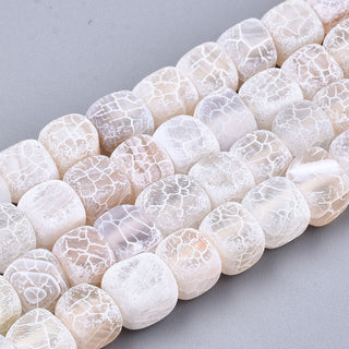 (Weathered  Agate)  (6-7 mm cubes) 15.5" strand.  approx 72 beads.  *White Frost