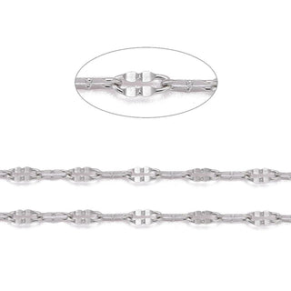 304 Stainless Steel Fancy Decorative Chain.  4 x 2 mm (Flat Oval Links)   *Sold by the foot