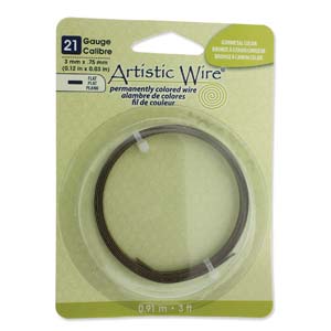 *21 Guage FLAT Artistic Wire (Tarnish Resistant Antique Brass Color over Copper Base) 3mm x .75mm (3 ft roll)