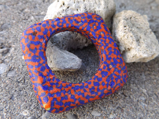 African (Recycled Glass) Hand Crafted Square Focal  (Blue and Red)  Sold Individually - Mhai O' Mhai Beads
 - 1