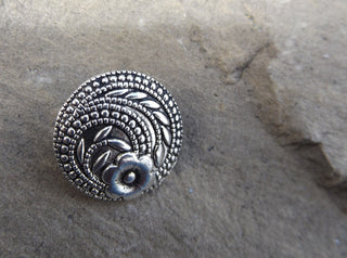Button (METAL) Shank Style with Flower and Scrolling.  Sold Individually or Bulk - Mhai O' Mhai Beads
 - 1