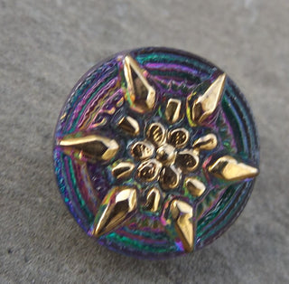 Button (Czech Glass) Vibrant Star  14 mm Diam (sold individually) - Mhai O' Mhai Beads
 - 1