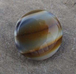 Button (Czech Glass)  Tan Stripes.  13 mm Diam. (sold individually) - Mhai O' Mhai Beads
 - 1