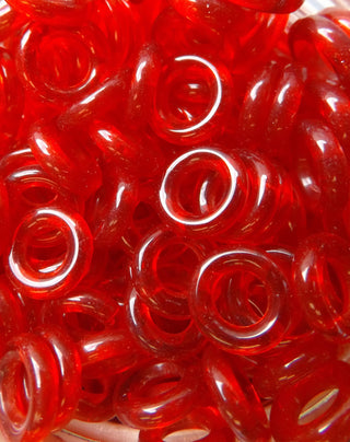 9.5MM Czech Glass Donuts *RED  (9.5 mm X 3.5MM Size  Hole 3.5 mm) - Mhai O' Mhai Beads

