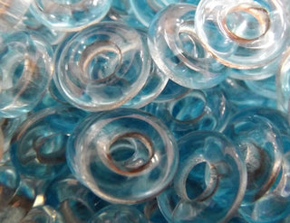 9.5MM Czech Glass Donuts *SOFT BLUE  (9.5 mm X 3.5MM Size  Hole 3.5 mm) - Mhai O' Mhai Beads
