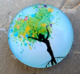 Cabochon (Glass)  *Tree of Life.   25  mm Diam Size (CLICK TO SEE DESIGN OPTIONS!) - Mhai O' Mhai Beads
 - 1