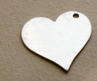 Aluminum "Heart w/ Side Hole" Stamping Blank.  (Packed 10) 0.032" thick and 1.1'' wide x 1'' high (See drop down for finish options) - Mhai O' Mhai Beads
 - 1