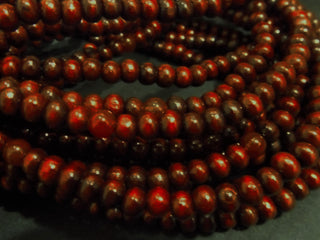 Wood (Dyed Red Wood) Rounds (approx 108 Beads).