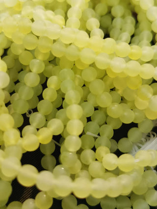*Jade (Frosted Natural Lemon Jade) 4mm Round (approx 90 Beads)