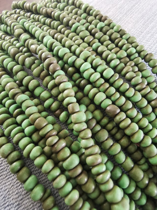 Glass Indonesian / Bali Beads. (Glorious Greens) Size 6 Seed Bead Size.  40 inch strand.  Approx 400 beads/ strand