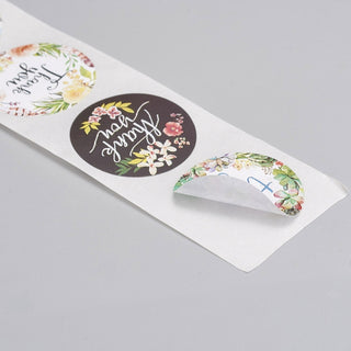 "Thank You"- Self Adhesive Paper Label Tag Stickers, (asst. styles).  *Round.  about 500pcs/roll