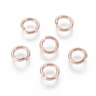 304 Stainless Steel Open Jump Rings, Rose Gold, 7x1.2mm; Inner Diameter: 5mm.  *Packed 10 Rings.