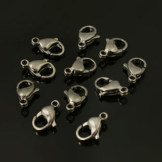 304 Stainless Steel Lobster Claw Clasps, Stainless Steel Color, 17x10.5x5mm, Hole: 2.2mm  *(Packed 10)