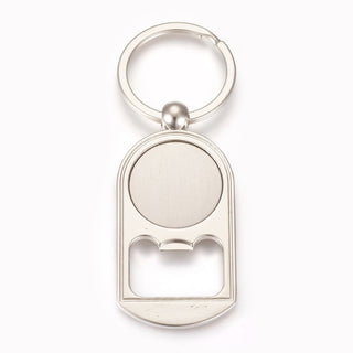 Cabochon Settings/ Bottle Opener, Bezel Findings, with Iron Ring, Flat Round, Tray: 25mm, 89mm, 63x31x3.5mm, 1pc/box