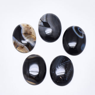 Cabochon *Agate (Black ) Oval 30 x 40mm approx.