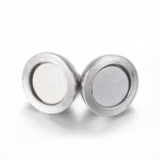 *Tiny at 5.5mm.  304 Stainless Steel Magnetic Clasps, Round, Stainless Steel Color, 10.5x5.5mm, Hole: 1.3mm.  (packed 2)