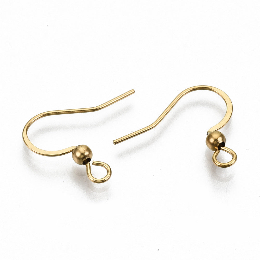 304 Stainless Steel French Earring Hooks, Flat Earring Hooks, Ear