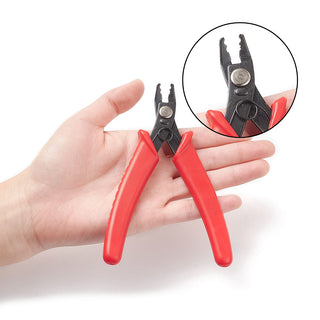 45# Carbon Steel  Basic Value Crimping Pliers.  Red Plastic Handle, 129.5x80.5x8.5mm.