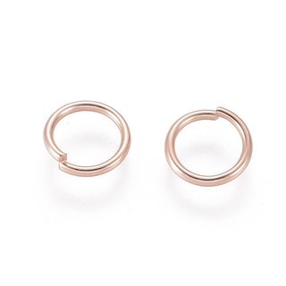 304 Stainless Steel Open Jump Rings, Rose Gold, 18 Gauge, 8x1mm, Inner Diameter: 6mm.  (Packed 20 RIngs)