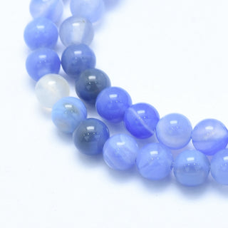 Natural Blue Chalcedony Beads Strands,(Dyed), Round, 10mm, Hole: 1.2mm.  *Approx 38 Beads.
