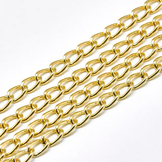 Aluminium Curb Chains, Unwelded, Light Gold, 7x4x1mm,  (Sold by the Foot)