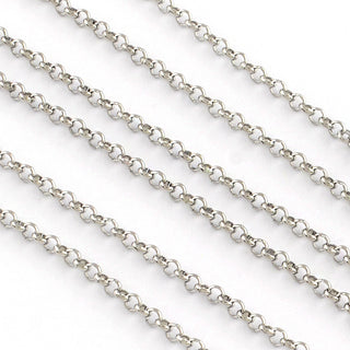 304 Stainless Steel Rolo Chain. (Belcher chain).  3 x 1mm.   *Sold by the Foot