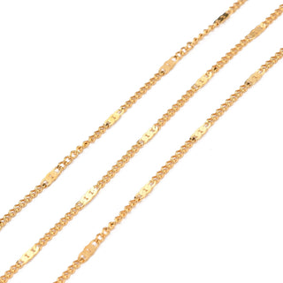 304 Stainless Steel Figaro Chain. Soldered, Vacuum Plating, Real 21K Gold Plated, 2~5x1.5~2x0.2~0.3mm *Sold by the Foot