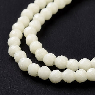 Luminous Glass Bead Strands, Glow in the Dark, Faceted, Round, White, 3x2.7mm, Hole: 0.7mm, about 125~127pcs/strand, 14.49''(36.8cm)