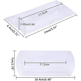 PVC Plastic Pillow Boxes, Transparent Packing Box, Clear, 14x6.4x2.45cm (Packed 10 Boxes)