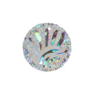 Resin.  Sew-on Head Cub Sparkle 'Stone" (Cabochon)-  10pcs.  Round 25mm.   Crystal AB
