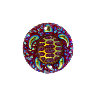 Resin.  Sew-on Turtle Sparkle 'Stone" (Cabochon)-  10pcs.  Round 25mm.    Blue AB