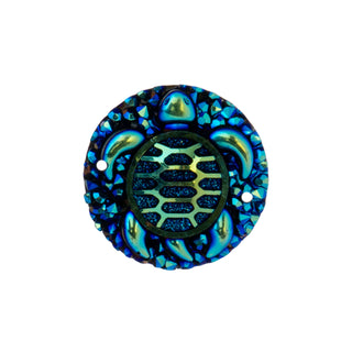 Resin.  Sew-on Turtle Sparkle 'Stone" (Cabochon)-  10pcs.  Round 25mm.    Blue AB