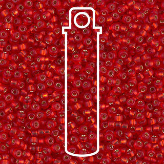 11/0 Miyuki Round Seed Beads (MATTE SILVER LINED S/L FLAME RED)  *approx 24 gram tube