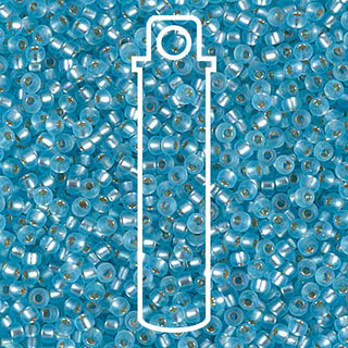 11/0 Miyuki  Round Seed Beads  (Matte Silver Lined S/L Aqua)  *approx 24 gram tube