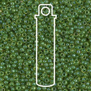 11/0 Miyuki Round Seed Beads  (Semi-Matte Jade/ Lined Yellow)  *approx 24 gram tube