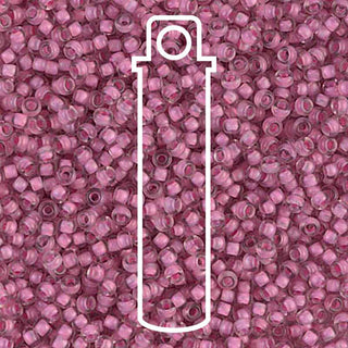11/0 Miyuki Round Seed Beads  (Semi-Matte Rose Lined Crystal)  *approx 24 gram tube