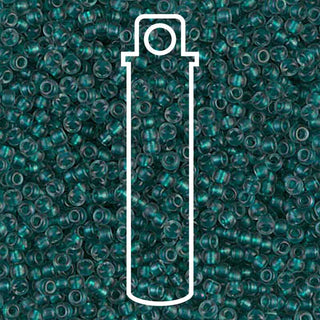 11/0 Miyuki Round Seed Beads  (Emerald/ Lined Light Grey)  *approx 24 gram tube