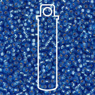 11/0 Miyuki Round Seed Beads  (Matte Silver Lined S/L Sapphire)  *approx 24 gram tube.