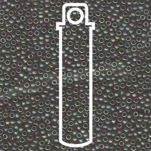 11/0 Miyuki Round Seed Beads  (Matte Green/ Purple Iris)  *approx 24 gram tube