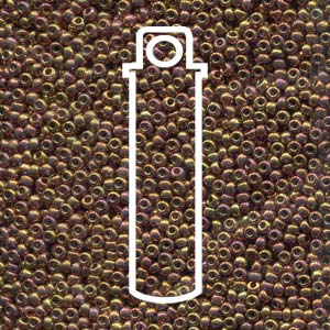 11/0 Miyuki  Round Seed Beads  (TRANSPARENT TEA BERRY GOLD IRIS)  *approx 24 gram tube