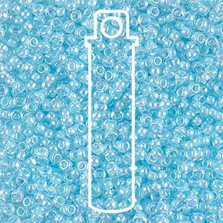 11/0 Miyuki  Round Seed Beads  (Lined Sky Blue AB)  *approx 24 gram tube
