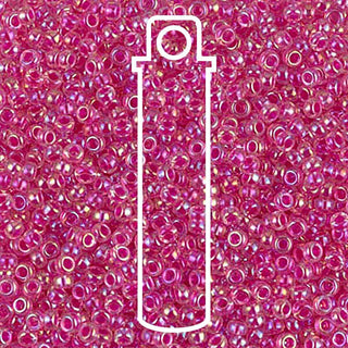 11/0 Miyuki  Round Seed Beads  (Fuchsia Lined Crystal AB)  *approx 24 gram tube