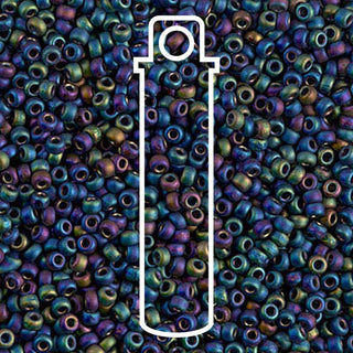 11/0 Miyuki Round Seed Beads (Matte Black AB)  *approx 24 gram tube