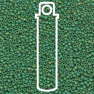 11/0 Miyuki Round Seed Beads (Matte Opaque Green AB)  *approx 22.5 gram tube