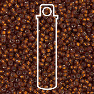 11/0 Miyuki Round Seed Beads  (Matte Silver Lined Dark Topaz)  *approx 24 gram tube