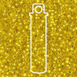 11/0 Miyuki  Round Seed Beads (Matte Silver Lined S/L Yellow)  *approx 24 gram tube