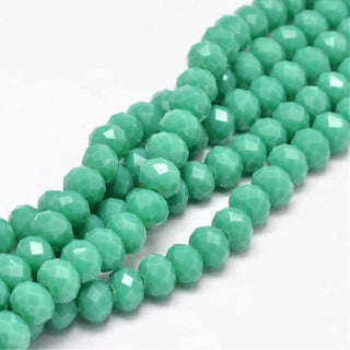 Glass Beads Strands, Faceted Rondelle , Light Sea Green, 8x6mm, Approx 35 Beads